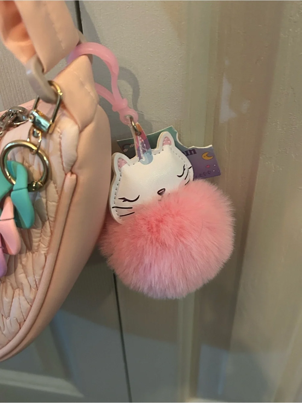 Blush Pink Quilted Shoulder Bag with Pastel Chain Accent